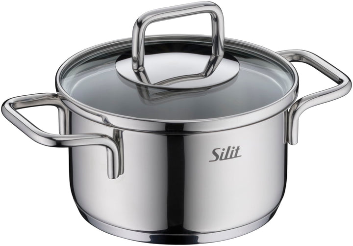 Silit Extra Cook Mini-Bratentopf 12 cm mit Glasdeckel, Innenskalierung, breiter Schüttrand, qualitat