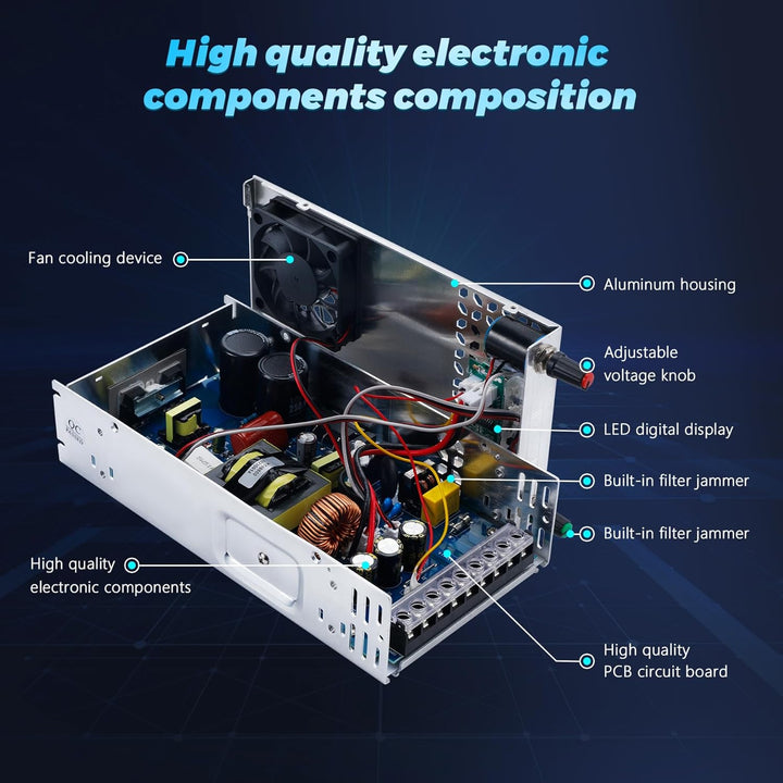 Einstellbar Schaltnetzteil AC 110V/220V to DC 0-60V Transformator 10A 600W Spannung Digitalanzeige D