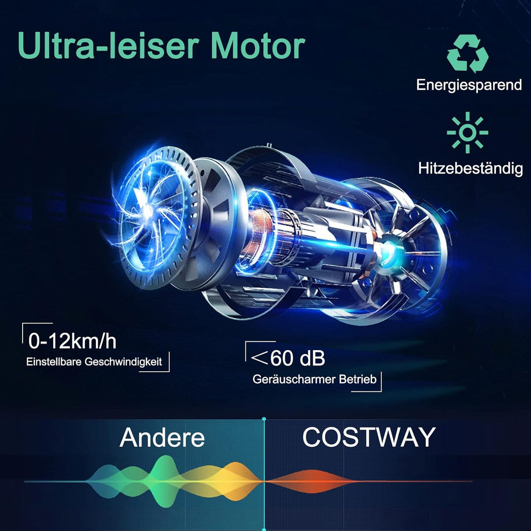COSTWAY Elektrisches Laufband App-kontrolliert | Bluetooth | 3 Modi 12 voreingestellte Programme | L