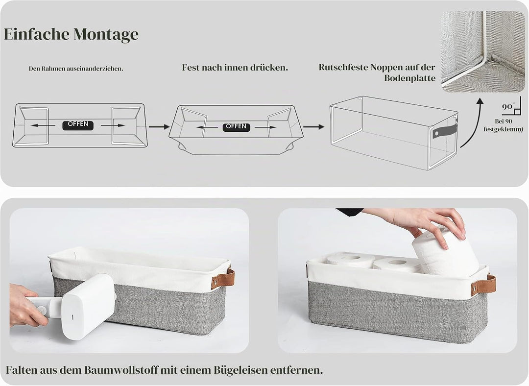 StorageWorks Schmale Aufbewahrungskorb Bad, Robuste Schrank Organizer, Körbe Aufbewahrung mit Griffe