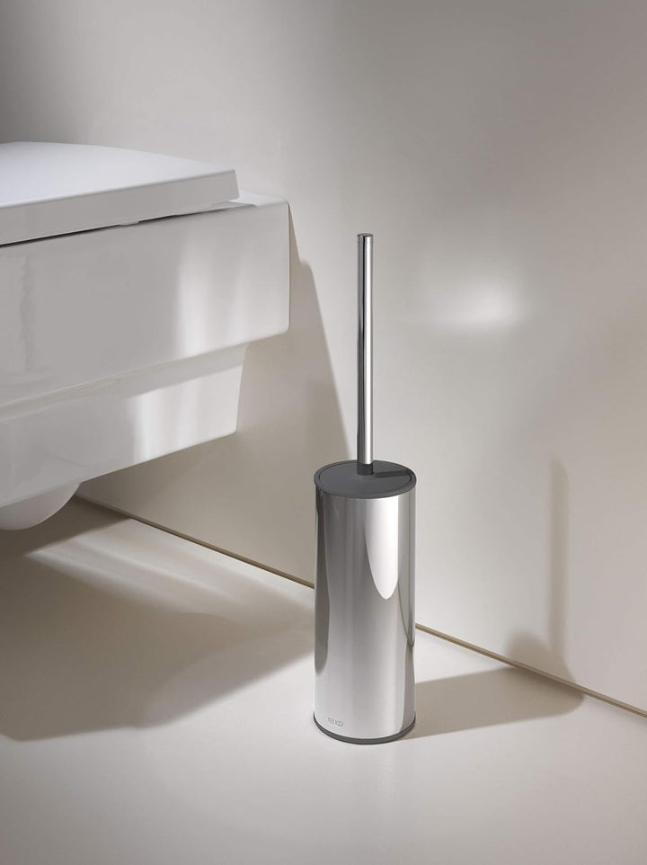 KEUCO Toilettenbürsten-Garnitur aus Metall Chrom und Kunststoff grau, WC-Bürste mit Halterung und De