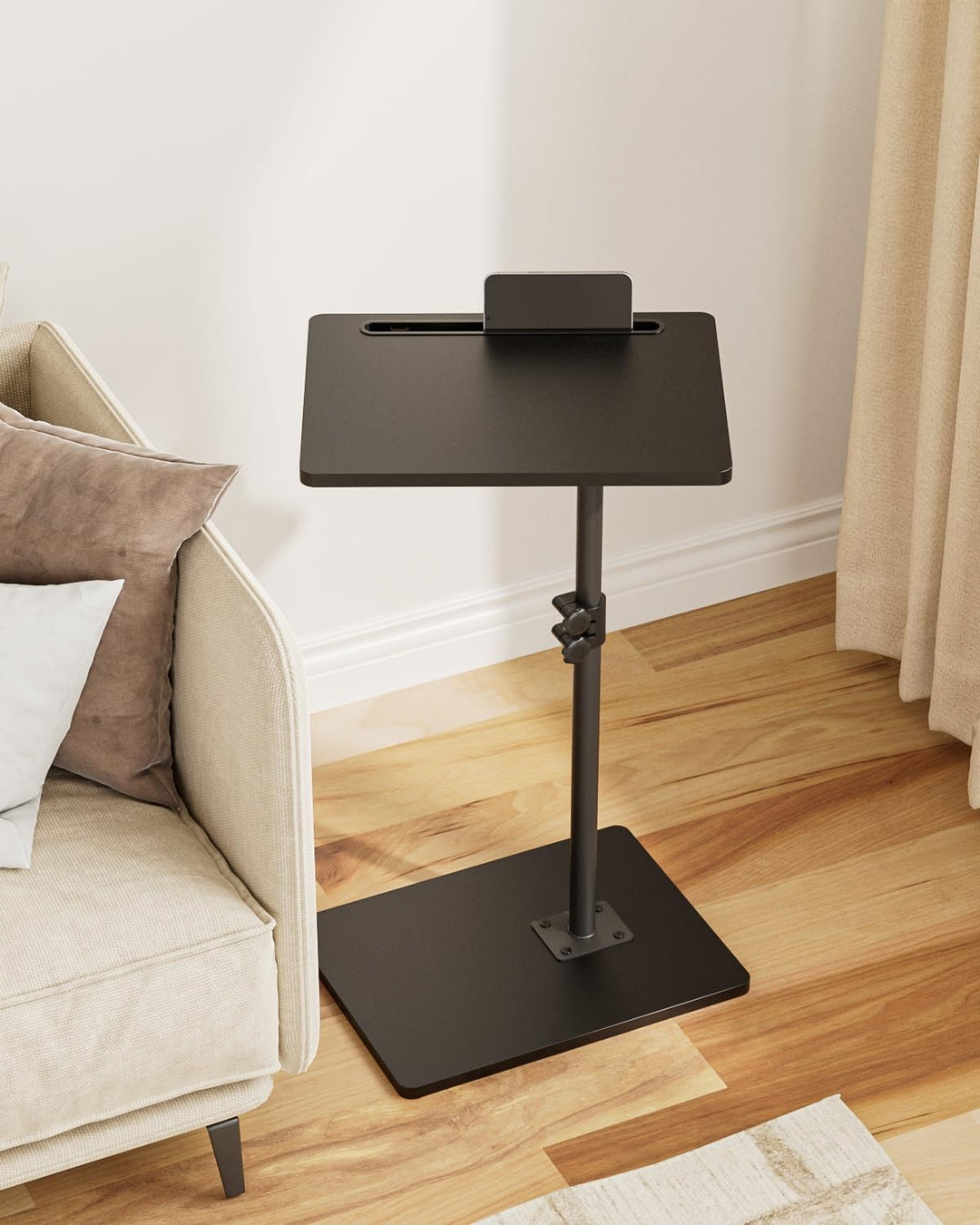 Beistelltisch, C-Form Höhenverstellbar Sofatisch, 360°Rotierend Couchtisch Klein,40x30x(45-81) cm,Ho