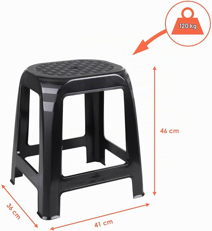 Kunststoff Tritthocker schwarz Belastbarkeit bis 120 kg - 46 x 41 cm - Küchen und Badezimmer Hocker