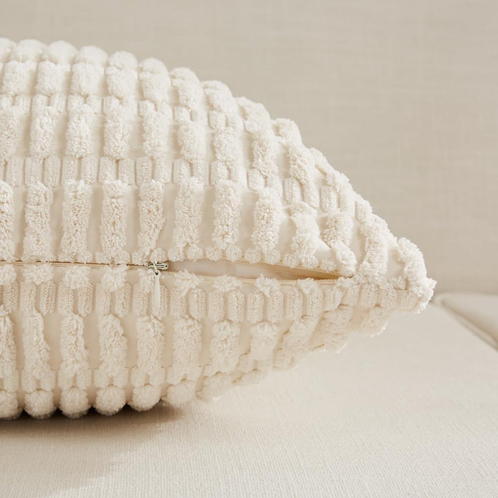 4er Set Boho Kissenbezug 45x45 Creme Flauschig Kissenbezüge Weich Kordsamt Beige Kissenhülle Dekokis