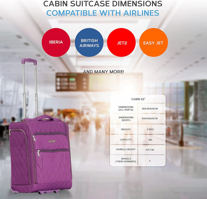 Flight Knight 56x45x25cm easyJet & British Airways Large Carry On Approved & Tested Maximum Size Han
