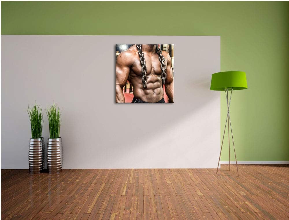 Traumhafter Männerkörper, Format: 70x70 auf Leinwand, XXL riesige Bilder fertig gerahmt mit Keilrahm