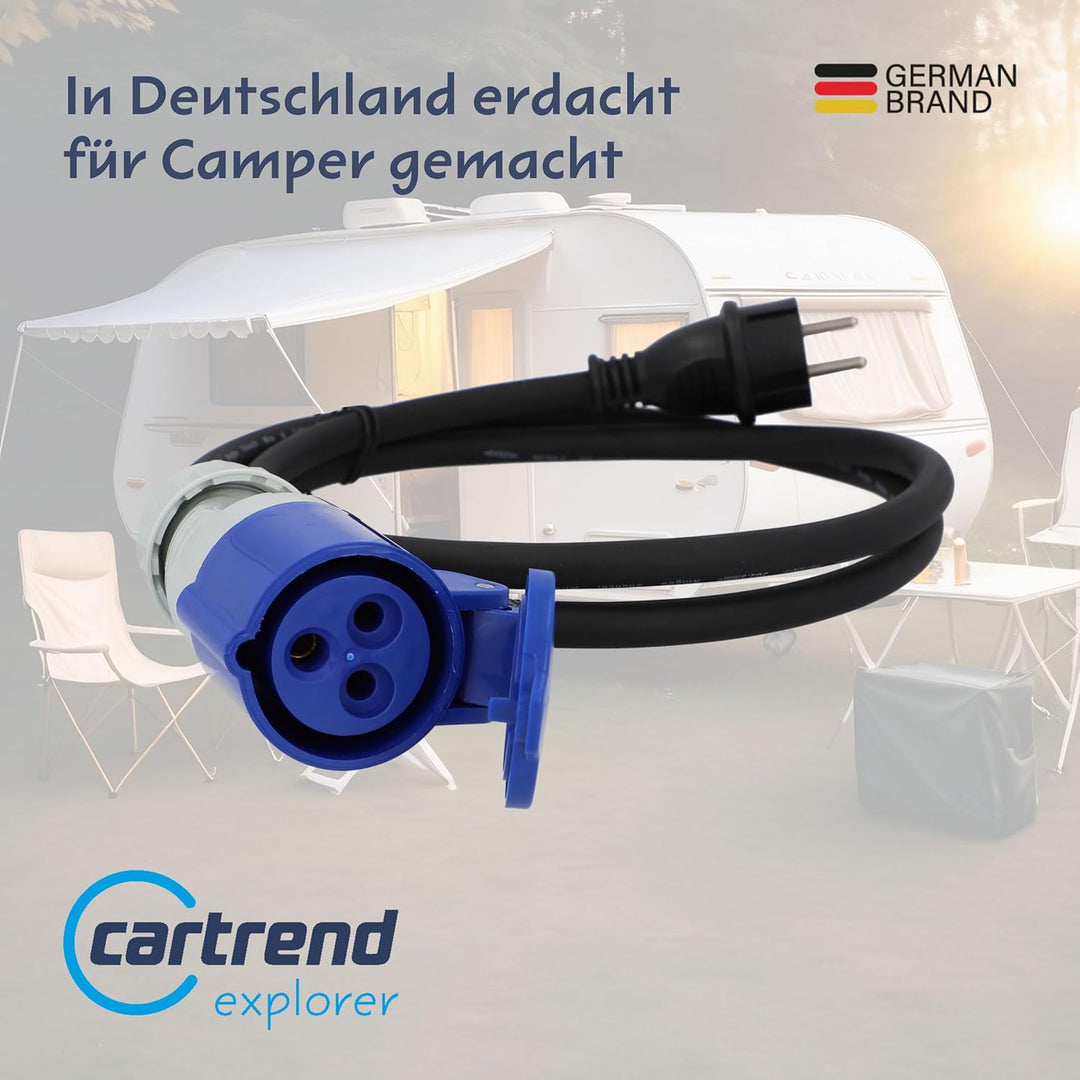 cartrend Explorer CEE Adapter mit CEE-Kupplung und Schutzkontaktstecker zum Anschluss von Wohnmobile