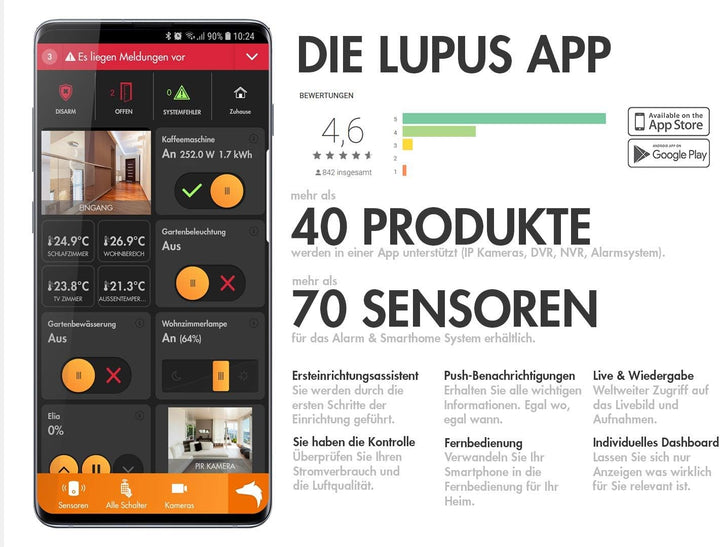 Lupus - LE 918 für 8 ONVIF kompatible IP Kameras, 4K, Deutscher Hersteller + Support, iOS+Android AP