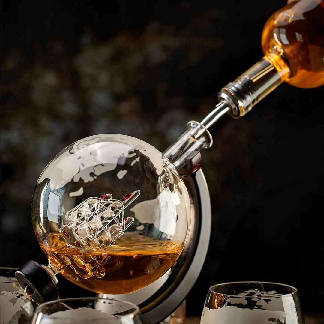 Whisiskey - Whisky Karaffe - Globus - Dekanter - Whiskey Set - 900ML - Geschenke für Männer - Männer