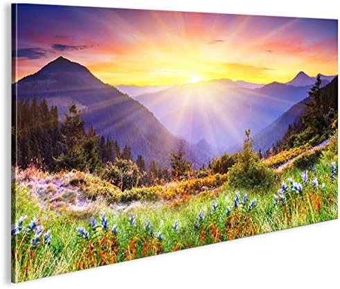 islandburner Bild Bilder auf Leinwand Regenbogen Berge Berglandschaft Intensive Farben Bergwiese 1p