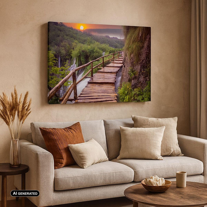 Bilder auf Leinwand Park Natur Wasser Leinwandbild mit Rahmen 70x50cm Wandbilder Dekoration Wohnzimm