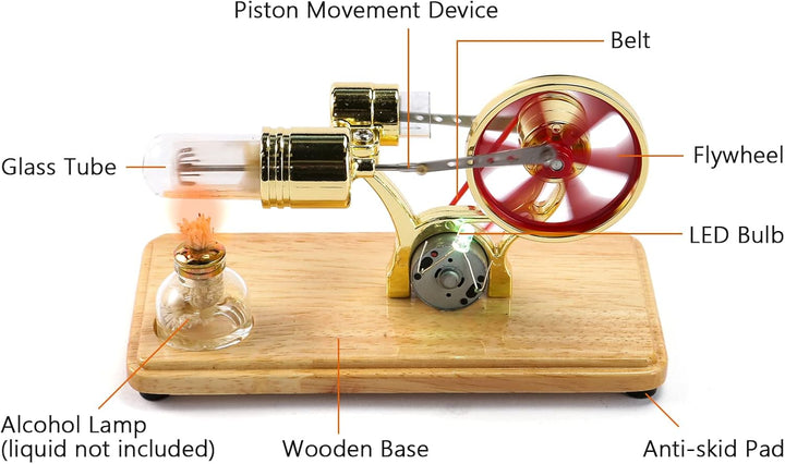 KKnoon Mini-Heissluft-Stirlingmotor-Motormodell Bunte LED-Stromgenerator Pädagogisches Wissenschafts