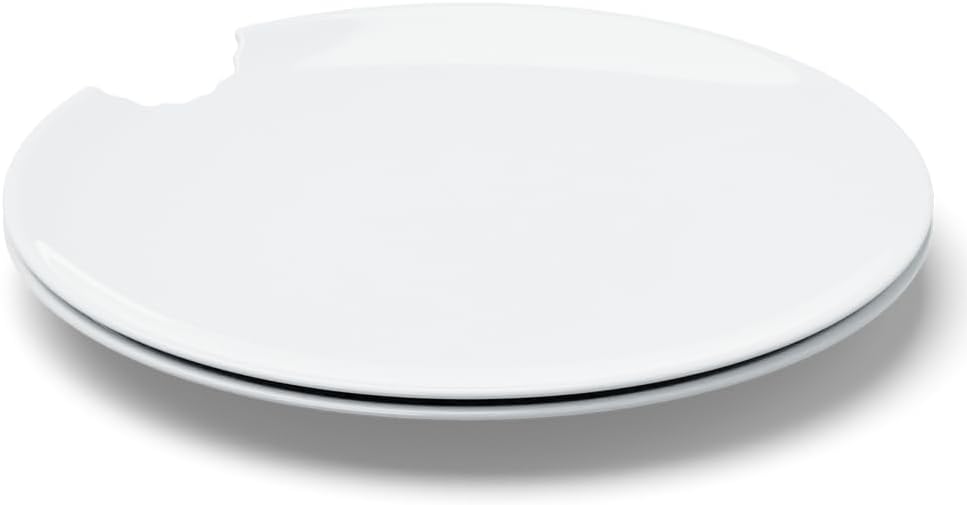 FIFTYEIGHT PRODUCTS / Tassen / Speiseteller 2er-Set, „mit Biss" (Porzellan, Ø 28 cm, weiss, Made in