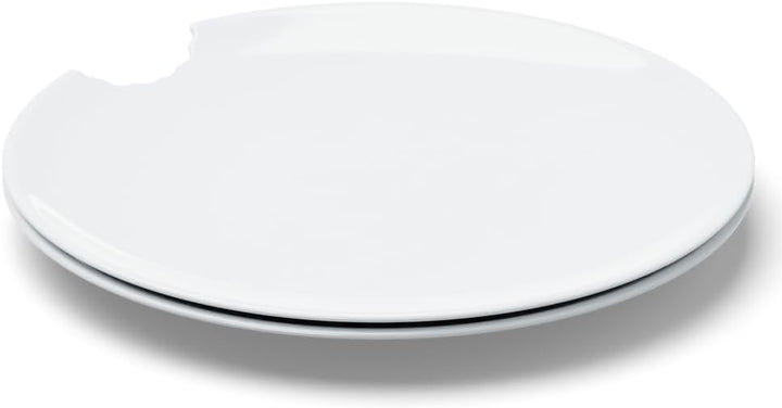 FIFTYEIGHT PRODUCTS / Tassen / Speiseteller 2er-Set, „mit Biss" (Porzellan, Ø 28 cm, weiss, Made in