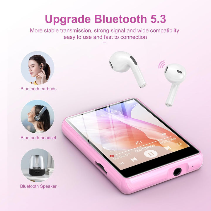 SWOFY 64GB MP3 Player Bluetooth 5.3 HiFi Music Player, 2.4-Zoll Touchscreen MP3 Player mit Lautsprec