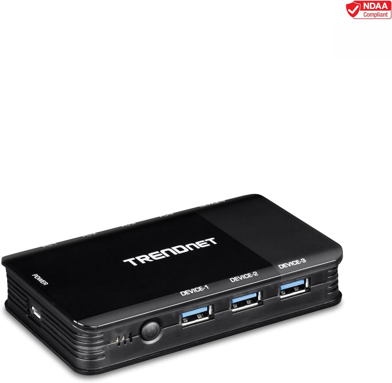 TRENDnet TK-U404 4-Port USB 3.1 Sharing Switch, 4 x USB 3.1 für Computer, 4 x USB 3.1 für Geräte, Wi