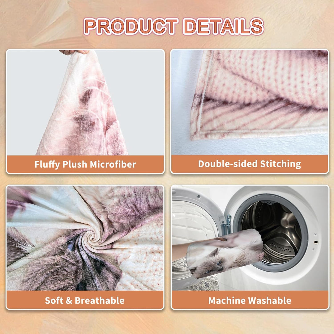 LLTTEER Katzemotiv Kuscheldecke für Kinder, Katzen Flanell Decke,Kinderdecke Katzemotiv Flauschige P