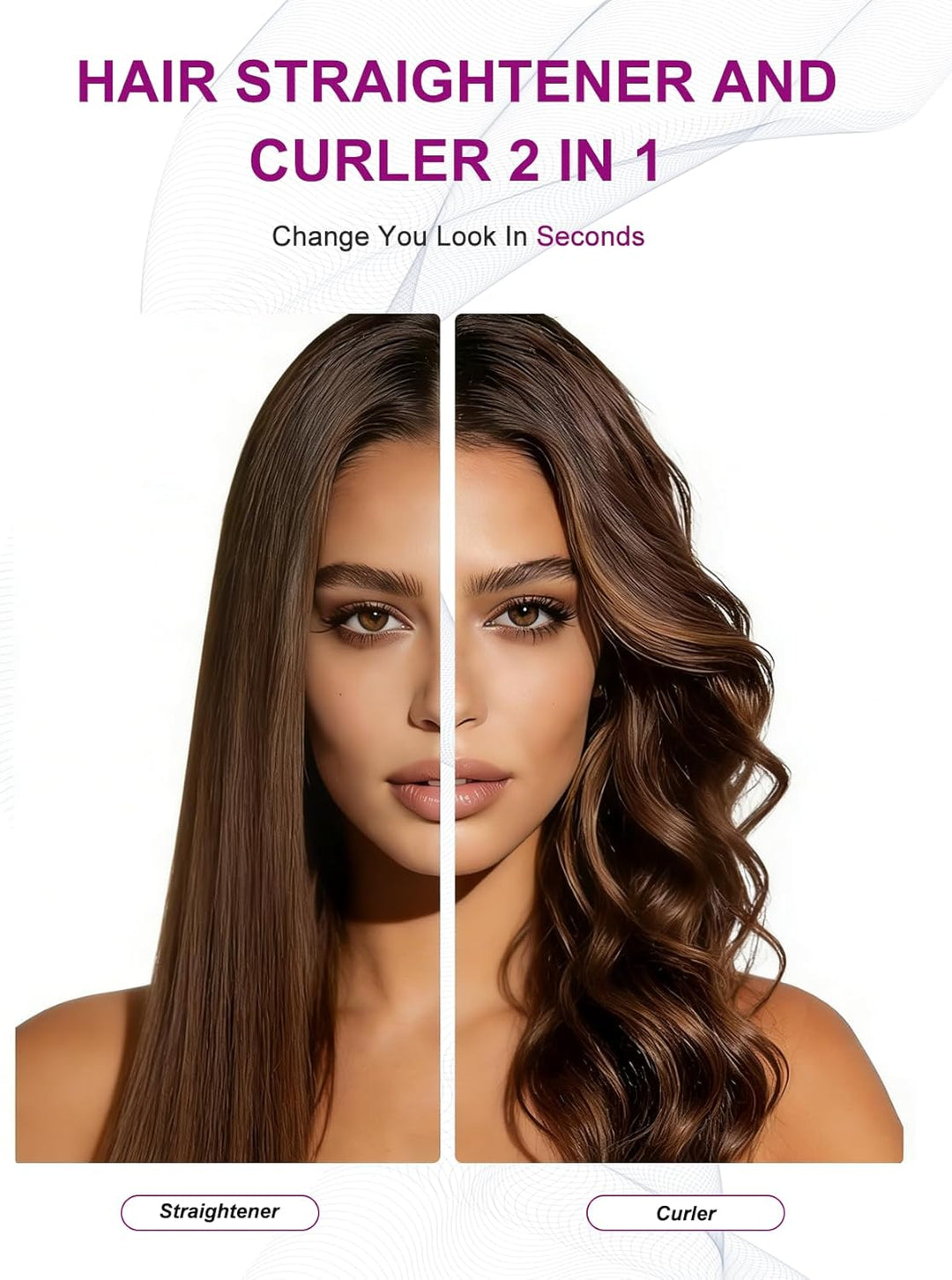 LANDOT Glätteisen Locken und Glätten: Haarglätter Lockenstab 2 in 1 - Geschwungene Stylingplatten zu