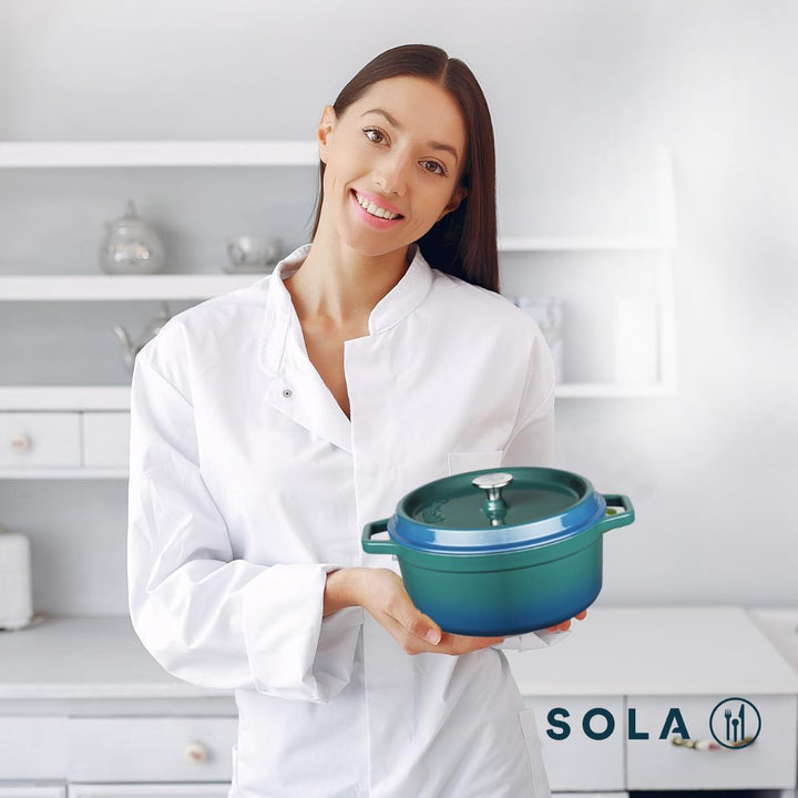 Sola Bräter mit Deckel Blau - ø 24 cm / 3.5 liter - Emaillierte Antihaftbeschichtung Blau ø 24 cm /