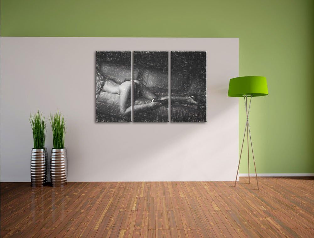 Pixxprint Frau mit sexy Po als Leinwandbild/Grösse: 3 Teilig (120x80 cm) cm/Wandbild/Kunstdruck/fert