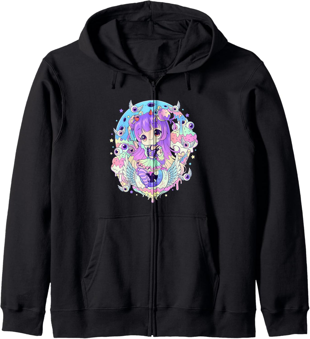 Kawaii Pastell Goth Cute and Creepy Girl mit einem Messer Kapuzenjacke