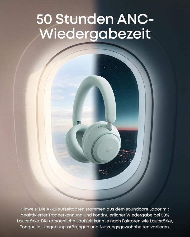 soundcore Space 2 by Anker, Noise Cancelling Kopfhörer, bequem, 50h Akku, LDAC Hi-Res Wireless Audio