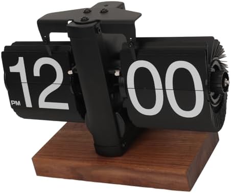 Flip Clock Vintage, Retro-Uhr, Automatisch Drehende, Batteriebetriebene Mechanische Uhr für Zuhause,