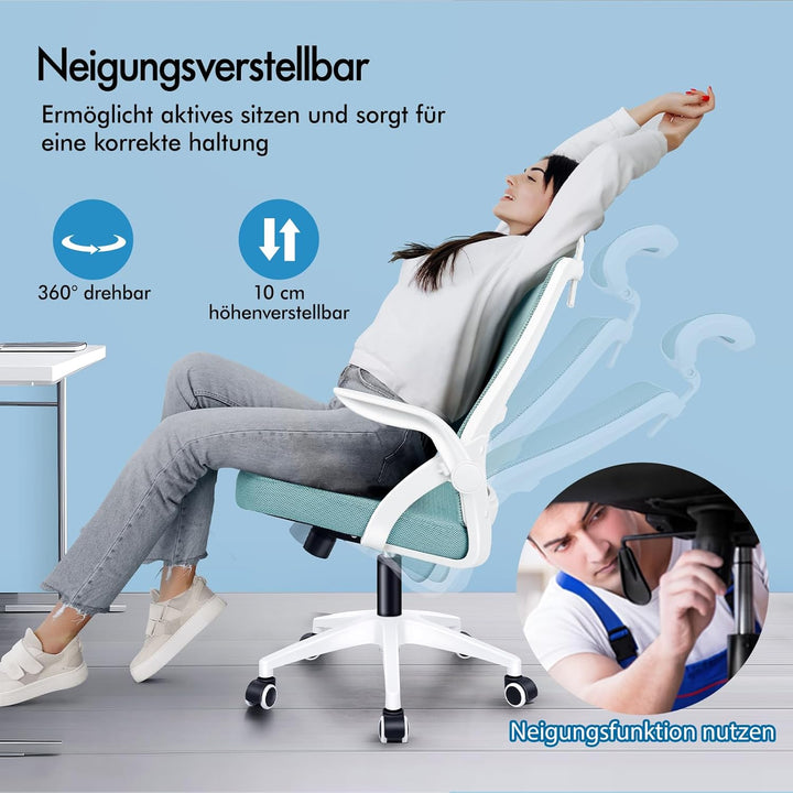 ALFORDSON Bürostuhl, Sessel mit Kopfstütze, Computer-Schreibtischstuhl mit Lordosenstütze, Drehstuhl