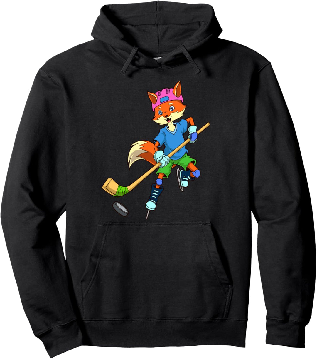 Comic Fuchs spielt Eishockey Pullover Hoodie