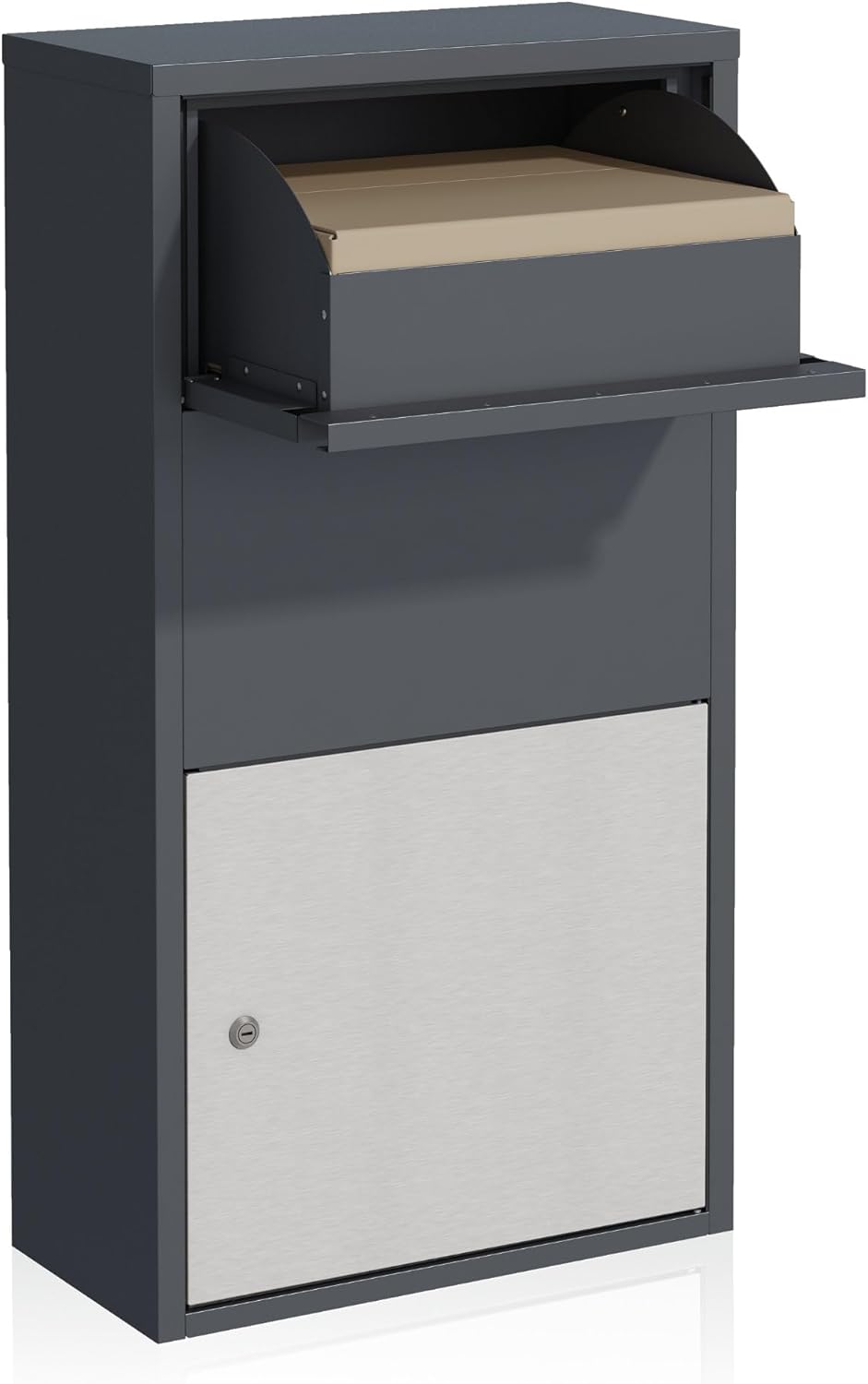 Zelsius Briefkasten mit Paketfach | Edelstahl, Anthrazit RAL 7016 | pulverbeschichteter Stahl | inte