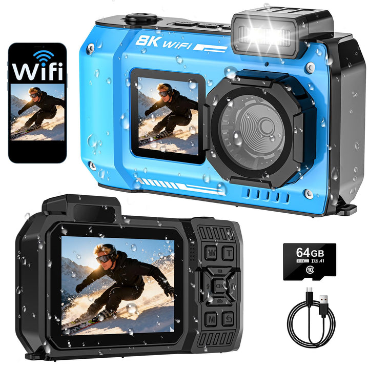 Digitalkamera, Yixinxin 8K Unterwasserkamera, 70MP Autofokus 33FT WiFi Digitalkamera wasserdichte mi