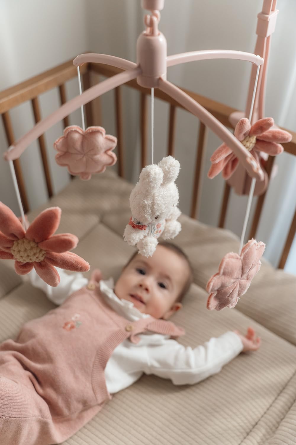 nijntje miffy x Little Dutch Mobile Musik Spieluhr mit Halterung für Babybett Hase Miffy rosa - Luck