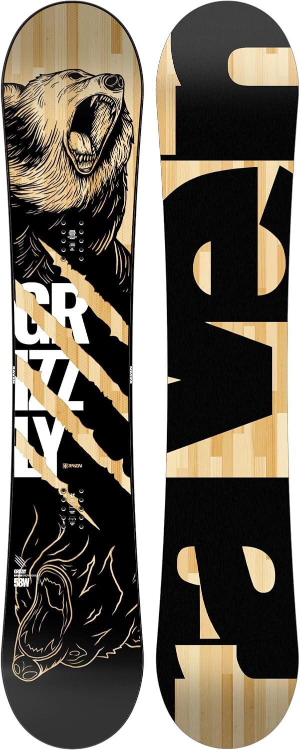 RAVEN Snowboard Set: Snowboard Grizzly + Bindung Fastec FT360 Black 157cm Wide + FT360 Black XL, 157