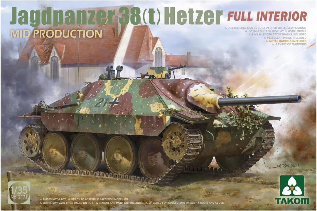TAKOM 2171 Jagdpanzer 38(t) Hetzer MID mit Full Interior Massstab 1:35 Modellbau