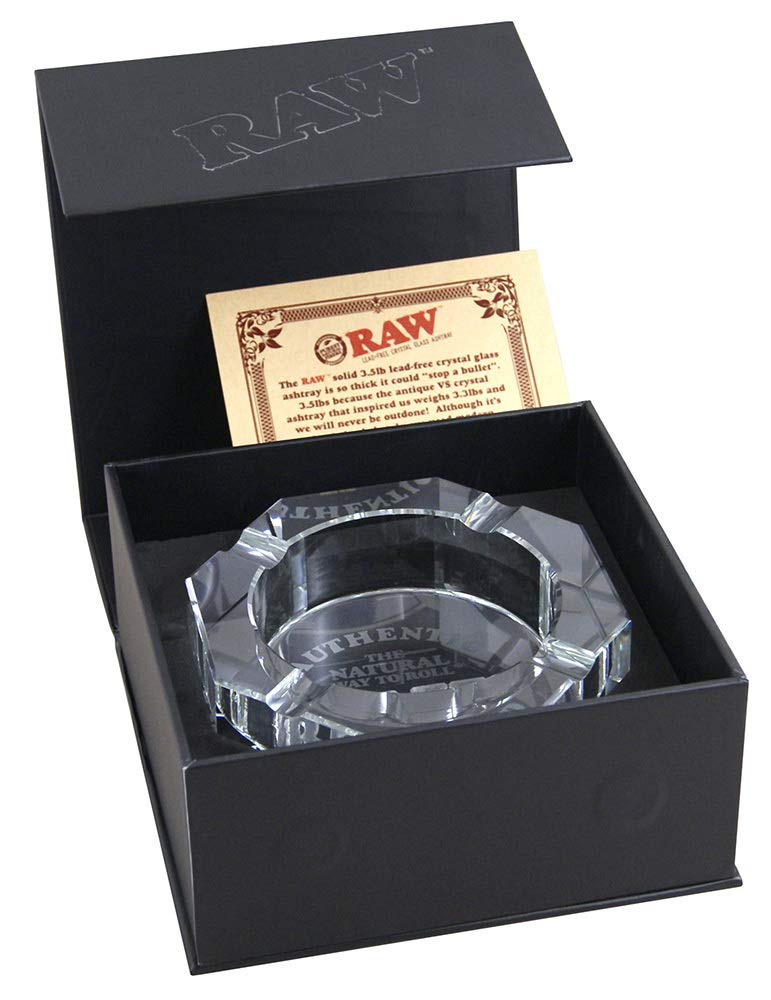 RAW Crystal Glass Ashtray, Aschenbecher (1,5 KG) aus bleifreiem Kristallglas, Retro-Look 2 Aschenbec