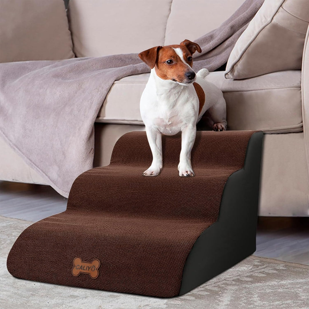 CALIYO Hundetreppe 3 Stufen, Hundetreppe für Kleine Hunde, Katzentreppe 40 cm hoch, Haustiertreppe m