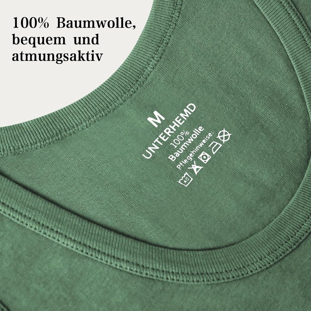 Unterhemd Herren 3/5er Pack Tank Top Baumwolle Männer Schwarz Weiss Mehrfarbig S 3x Armeegrün, S 3x