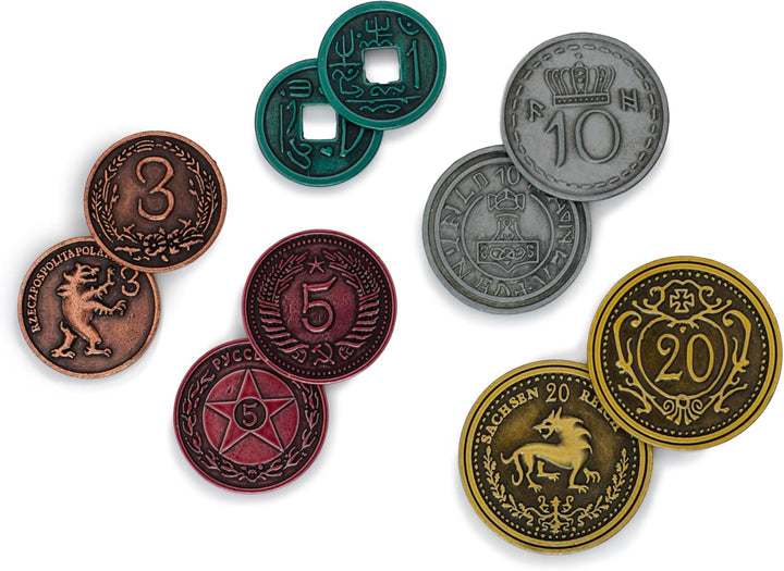 Stonemaier Games, Scythe: Metal Coins Upgrade Pack, Board Game, 1 to 5 Players, Ages 14+, 90 to 120