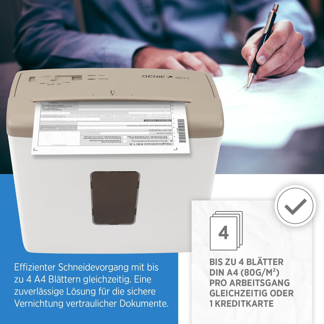 Genie 440 X II BR Schredder Aktenvernichter P4 | Papierschredder mit Partikelschnitt | 9L Auffangvol