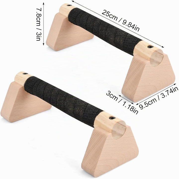 2 Pcs Liegestützgriffe, 25cm Handstand Griffe aus Holz mit Rutschfeste Gummipuffer, Parallettes Cali
