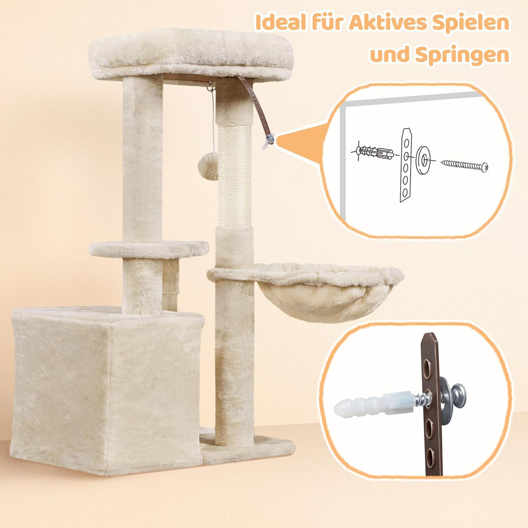 Yaheetech Kratzbaum 87 cm Katzenbaum Kletterbaum, mit Aussichtsplattform Liegemulde Katzenhöhle Sisa