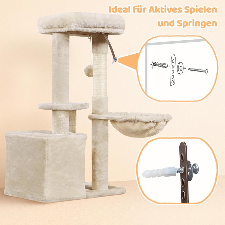 Yaheetech Kratzbaum 87 cm Katzenbaum Kletterbaum, mit Aussichtsplattform Liegemulde Katzenhöhle Sisa