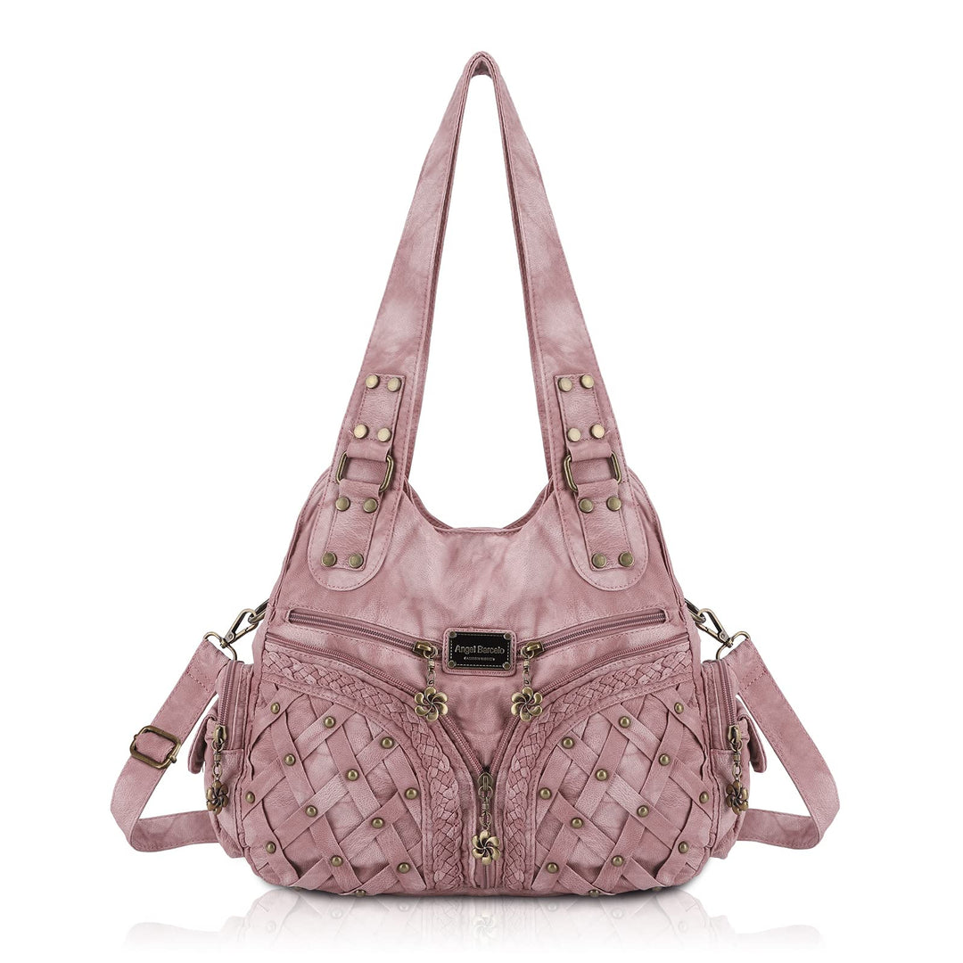 Angel Barcelo Purses and Handbags Women Tote Shoulder Top Handle Satchel Hobo Bags Fashion Washed PU