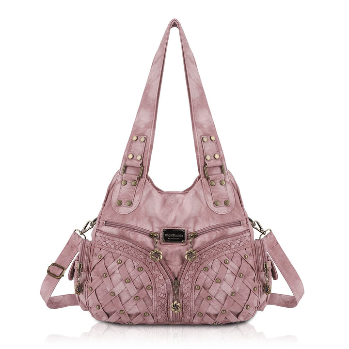 Angel Barcelo Purses and Handbags Women Tote Shoulder Top Handle Satchel Hobo Bags Fashion Washed PU