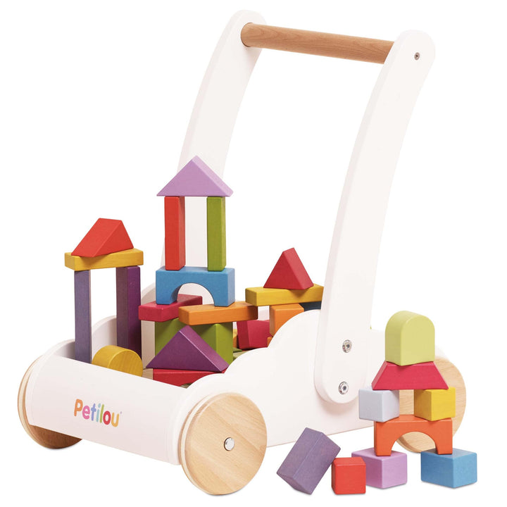 Le Toy Van – Pädagogischer Petilou Lauflernwagen „Regenbogen & Wolken“ aus Holz für Kleinkinder und