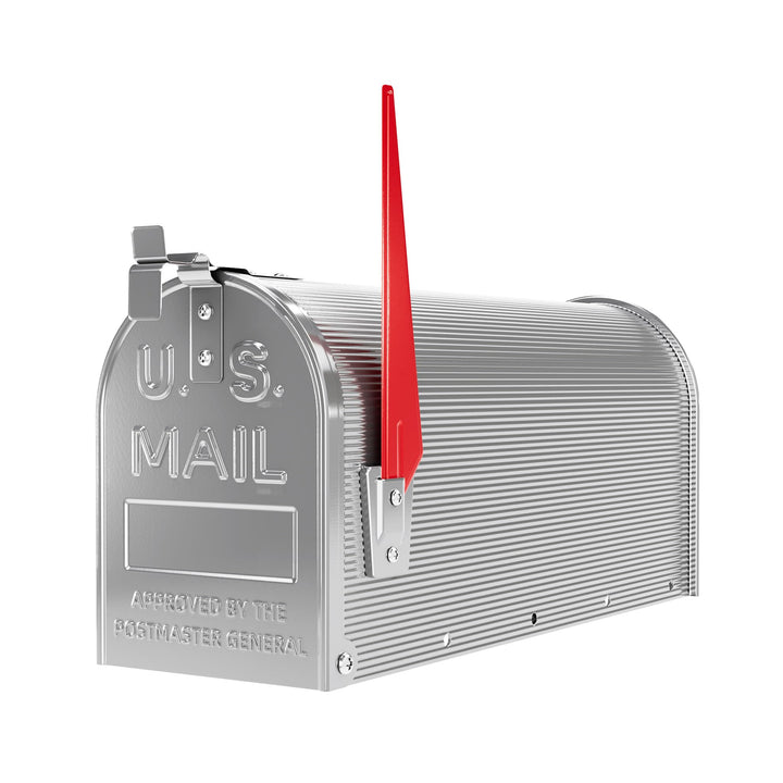 Wiltec US Mailbox Silbergrau 180 x 220 x 480 mm, amerikanischer Briefkasten mit Fahne, Wandbriefkast
