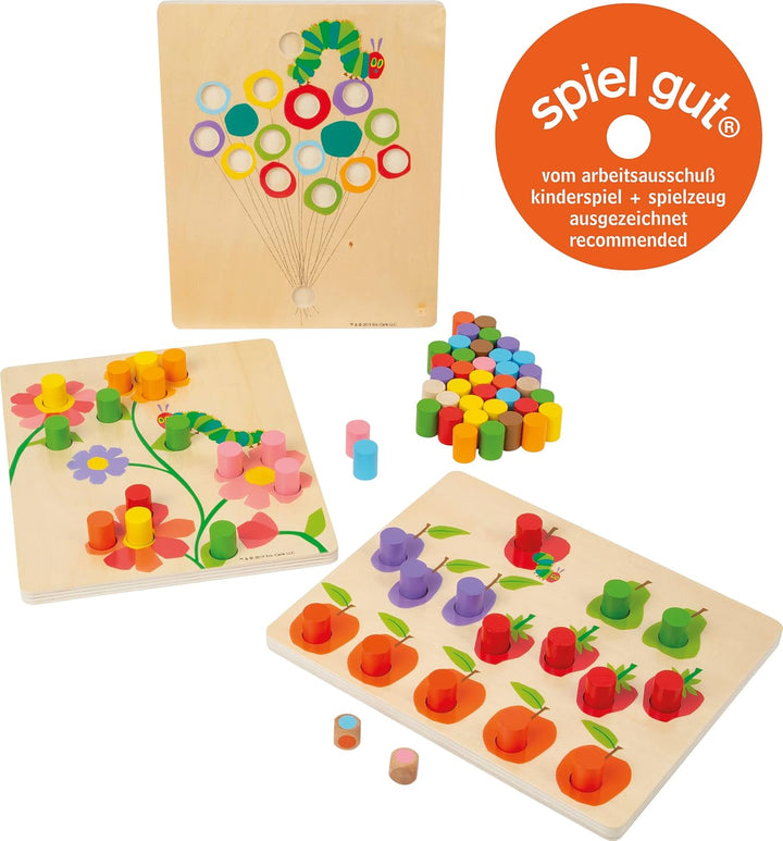 small foot Farbenspiel "Raupe Nimmersatt" aus Holz, Lernspielzeug zum Sortieren und Farben lernen, a