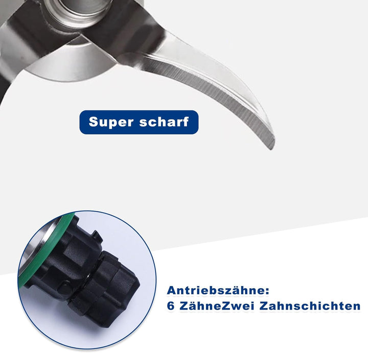Ersatzmesser für Vorwerk Thermomix TM5 TM6, TM5 Messer aus Edelstahl, mit 1 Reinigungsbürste, Messer