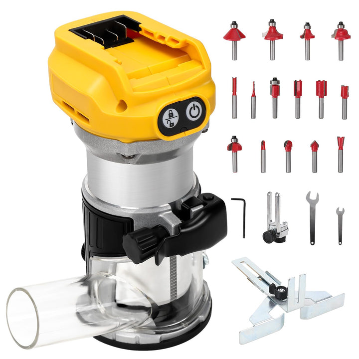Akku Oberfräse kompatibel mit Dewalt 20V Akku, 1300W Bürstenlose Kantenfräser mit 6 Geschwindigkeite