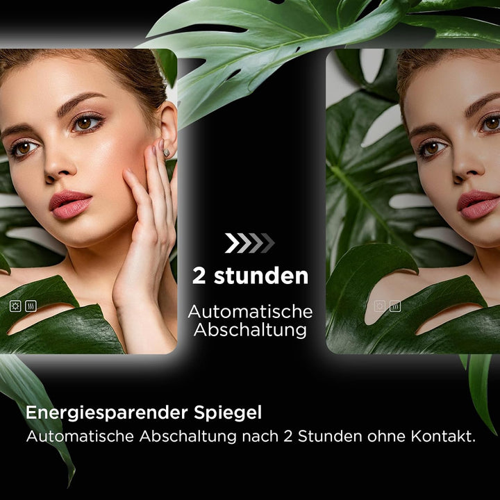 SANYCASA Backlight LED Badspiegel 50x70 cm – Wandspiegel mit Touch-Schalter, 3 Lichtfarben dimmbar,